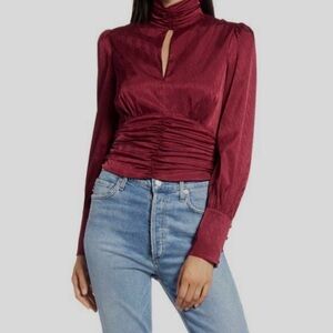 Wayf Burgundy Keyhole Blouse